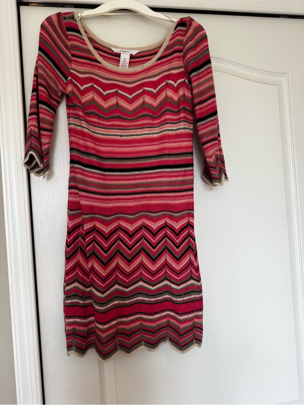 Candie's Pink Red Chevron Striped Midi Dress